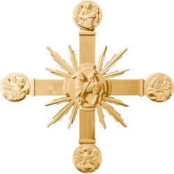 Cruz con Evangelistas, Cordero Pascual y rayos